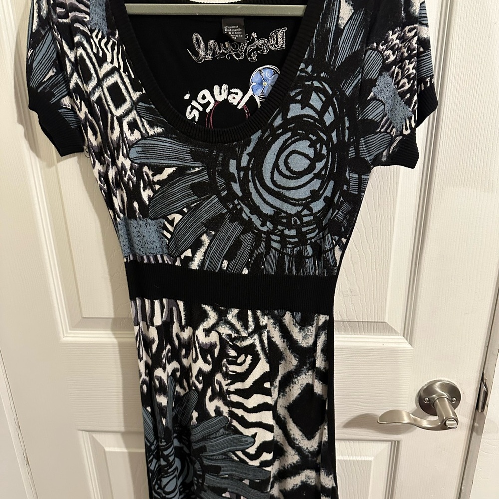 Desigual Black and Blue Artistic Dress